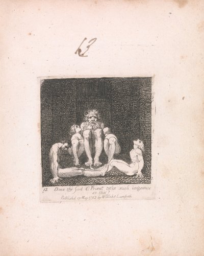 For Children. The Gates of Paradise, Plate 14, Does thy God O Priest take such vengeance as this by William Blake